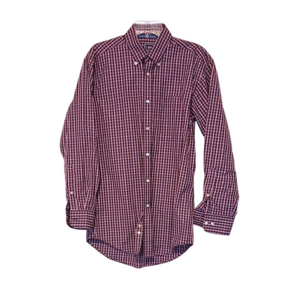 T Harris Striped Button Down Shirt M Poplin Long Sleeve Academia 100% Cotton